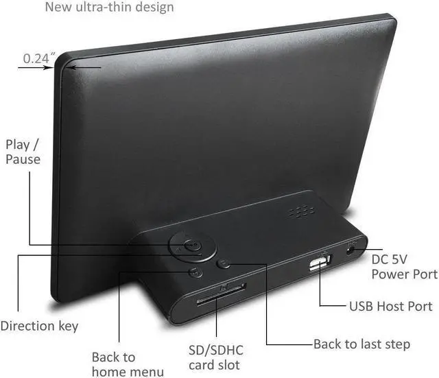 Alt view image 3 of 6 - Sungale DPF710 7" Digital Photo Frame with Ultra Slim Design