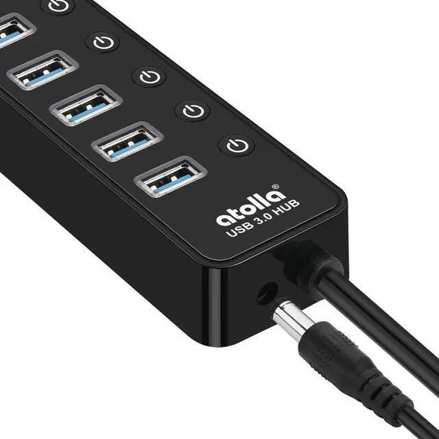 Alt view image 4 of 9 - powered usb 3.0 hub, atolla usb 3.0 data hub 11 ports - 7 usb 3.0 data ports + 4 smart charging port with individual on/off swi
