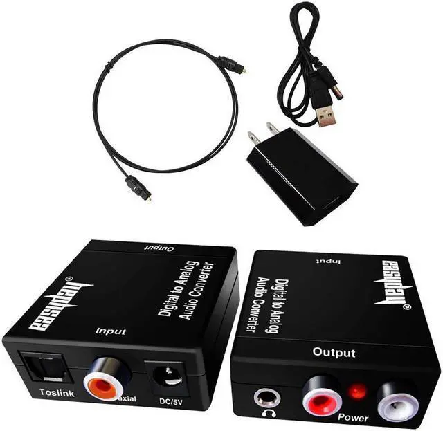 Alt view image 2 of 7 - easyday digital to analog audio converter with digital optical toslink and s/pdif coaxial inputs and analog rca and aux 3.5mm headphone outputs  6 foot heavy duty optical toslink cable with gold plat