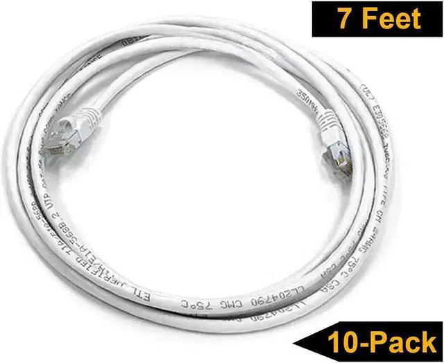 Alt view image 8 of 11 - iMBAPrice 7 ' Cat5e Network Ethernet Patch Cable, 10 Pack, White (IMBA-CAT5-07WT-10PK)