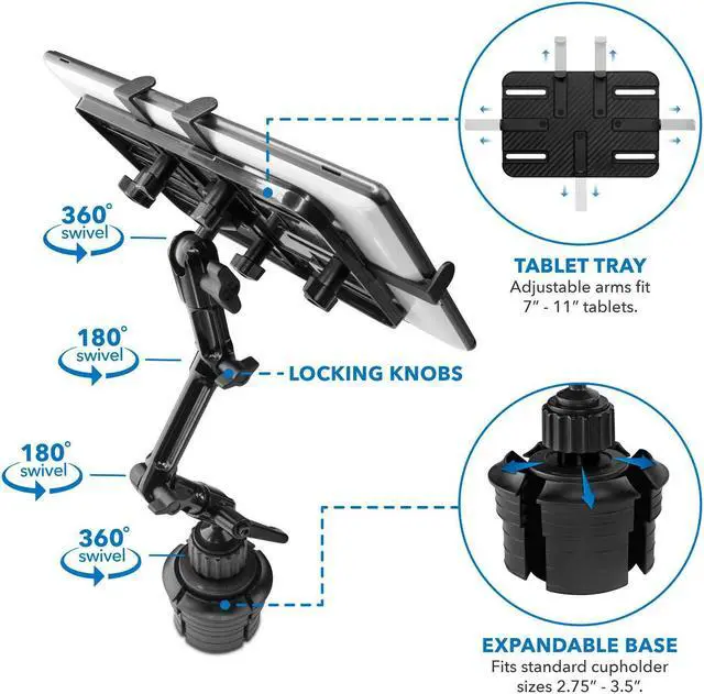 Alt view image 14 of 20 - Mount-It! Car Cup Holder Ipad Tablet Stand | 11" Max Screen Size