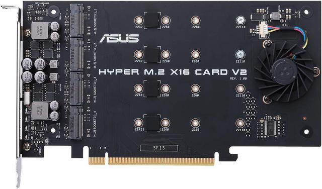 Alt view image 11 of 20 - ASUS Hyper M.2 x16 PCIe 3.0 x4 Expansion Card V2 supports 4 NVMe M.2 (2242/2260/2280/22110) up to 128 Gbps for Intel VROC and AMD Ryzen Threadripper NVMe RAID