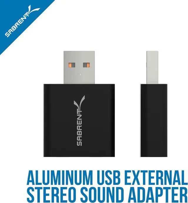 Alt view image 2 of 9 - SABRENT Aluminum USB External Stereo Sound Adapter for Windows and Mac. Plug and Play No Drivers Needed [Black] (AU-EMCB)