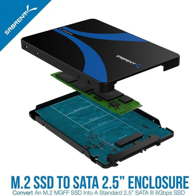 Alt view image 3 of 7 - SABRENT M.2 SSD [SATA] to 2.5 Inch SATA III Aluminum Enclosure Adapter (EC-M2SA)