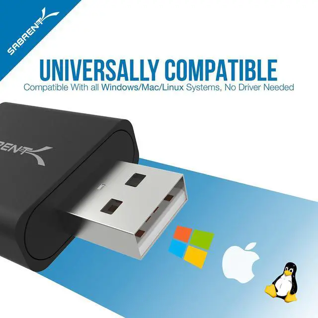 Alt view image 5 of 9 - SABRENT Aluminum USB External Stereo Sound Adapter for Windows and Mac. Plug and Play No Drivers Needed [Black] (AU-EMCB)