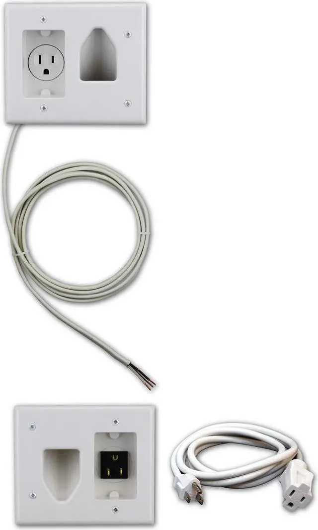 Alt view image 2 of 6 - Datacomm 50-3323-WH-KIT Flat Panel TV Cable Organizer Kit with Power Solution - White