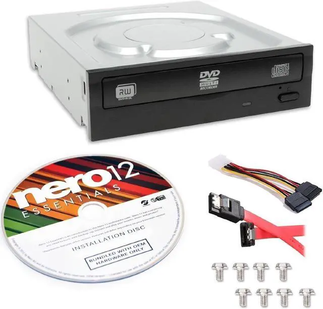 Alt view image 3 of 6 - Lite-On 24X SATA Internal DVD+/-RW Drive Optical Drive IHAS124-14 + Nero 12 Essentials Burning Software + Sata Cable Kit