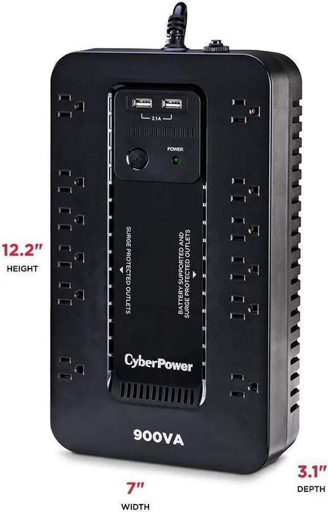 Alt view image 6 of 20 - CyberPower ST900U Standby UPS Systems - 900VA/500W, 120 VAC, NEMA 5-15P, Compact, 12 Outlets, PowerPanel® Personal