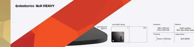Alt view image 5 of 8 - SteelSeries Qck Heavy M Extra Thick Non Slip Micro-woven Gaming Mouse Pad
