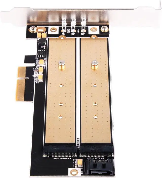 Alt view image 4 of 16 - Dual M.2 to PCI-E x4 NVME SSD and SATA 6 G adapter card with advanced cooling