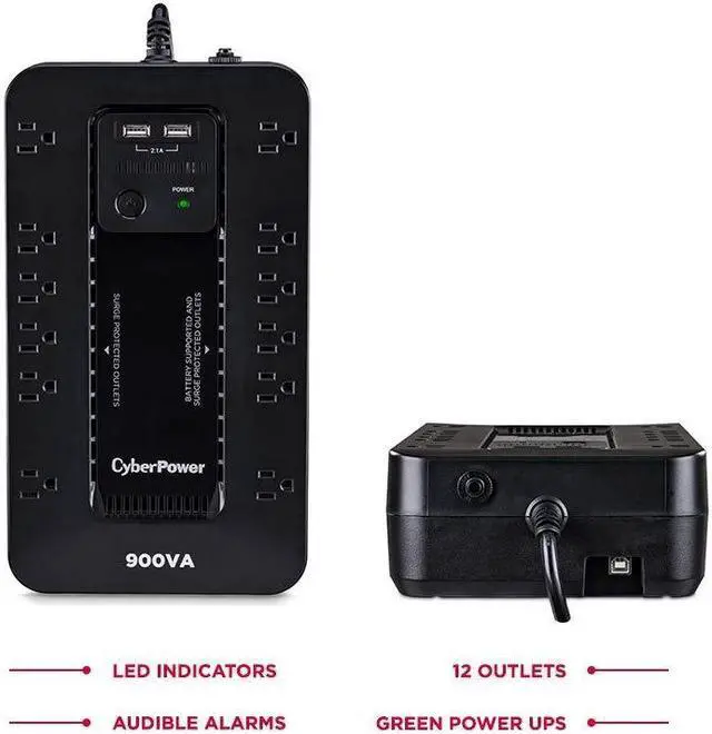 Alt view image 5 of 20 - CyberPower ST900U Standby UPS Systems - 900VA/500W, 120 VAC, NEMA 5-15P, Compact, 12 Outlets, PowerPanel® Personal