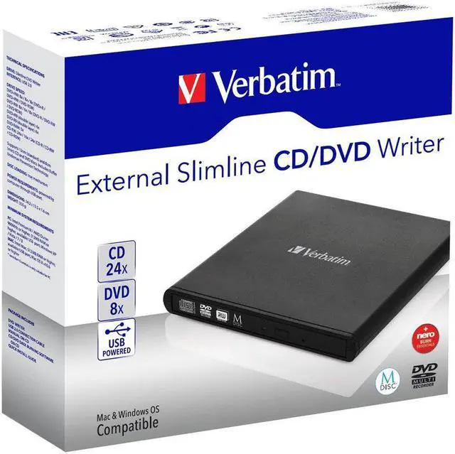 Alt view image 14 of 20 - Verbatim USB External Slimline CD/DVD Writer Model 98938