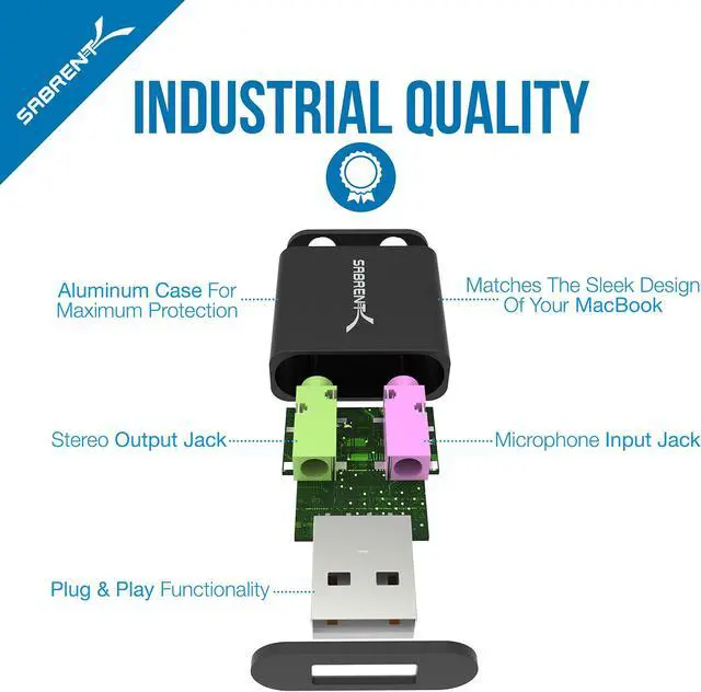 Alt view image 7 of 9 - SABRENT Aluminum USB External Stereo Sound Adapter for Windows and Mac. Plug and Play No Drivers Needed [Black] (AU-EMCB)