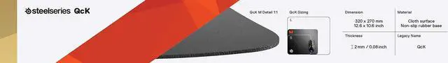 Alt view image 4 of 8 - SteelSeries Qck Heavy M Extra Thick Non Slip Micro-woven Gaming Mouse Pad