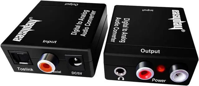 Alt view image 7 of 7 - easyday digital to analog audio converter with digital optical toslink and s/pdif coaxial inputs and analog rca and aux 3.5mm headphone outputs  6 foot heavy duty optical toslink cable with gold plat