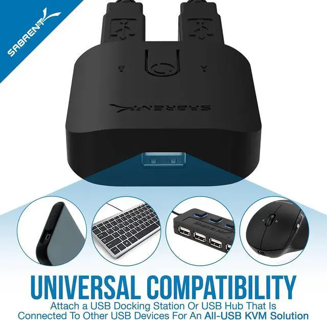Alt view image 5 of 7 - SABRENT USB 2.0 Sharing Switch for Multiple Computers and Peripherals LED Device Indicators (USB-SW20)