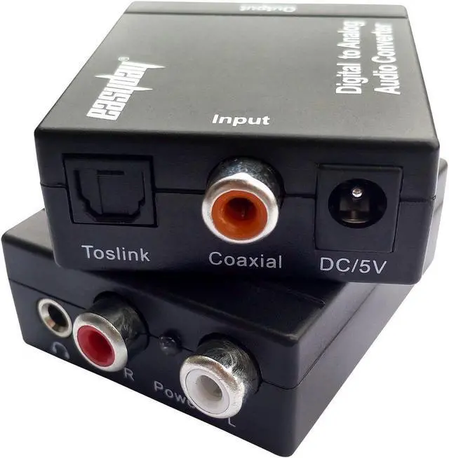Alt view image 4 of 9 - easyday digital optical optic to analog rca l/r stereo audio converter adapter  changes digital coaxial or optical spdif into stereo 3.5mm jack l/r rca audio outputs includes ac power cable