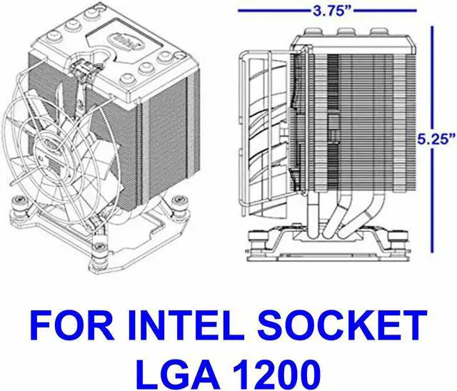 Alt view image 4 of 7 - Genuine Intel Cooler for Core i5-10600K / i7-10700K / i9-10900K Heat Sink Tower Cooling Fan (SCREW-MOUNT-TYPE) LGA1200 up to 165W