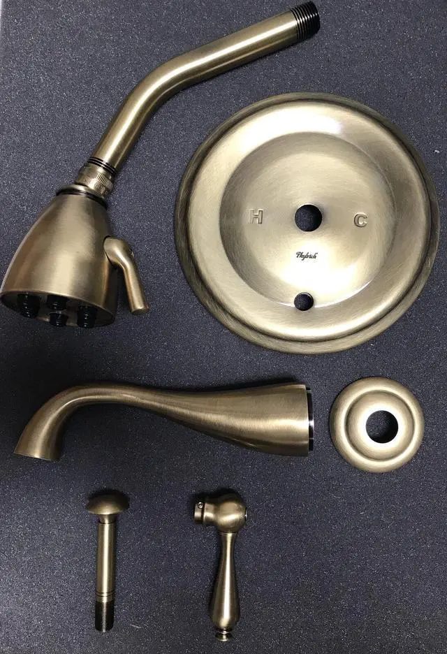 Alt view image 2 of 5 - Phylrich REVERE & SAVANNAH Pressure Balance Tub and Shower Set - Antique Brass