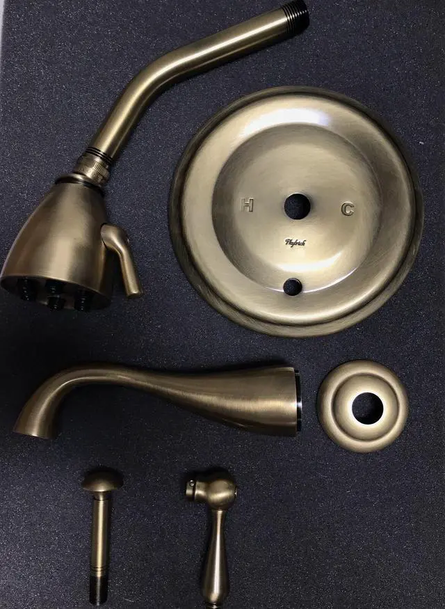 Alt view image 5 of 5 - Phylrich REVERE & SAVANNAH Pressure Balance Tub and Shower Set - Antique Brass