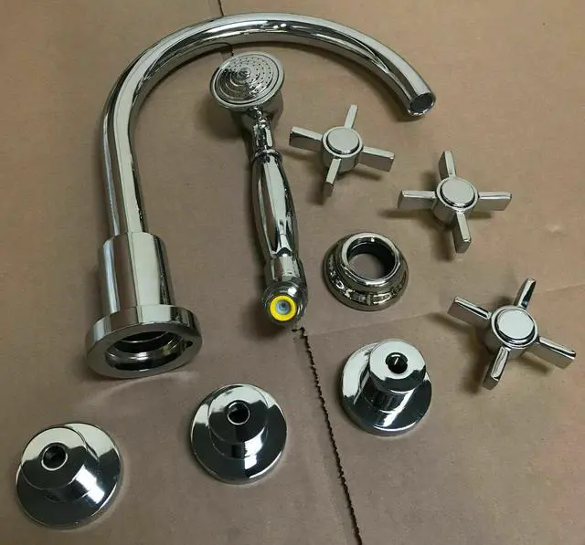 Alt view image 3 of 3 - Phylrich BASIC Deck Tub Set with Hand Shower D2137C1-026 - Polished Chrome