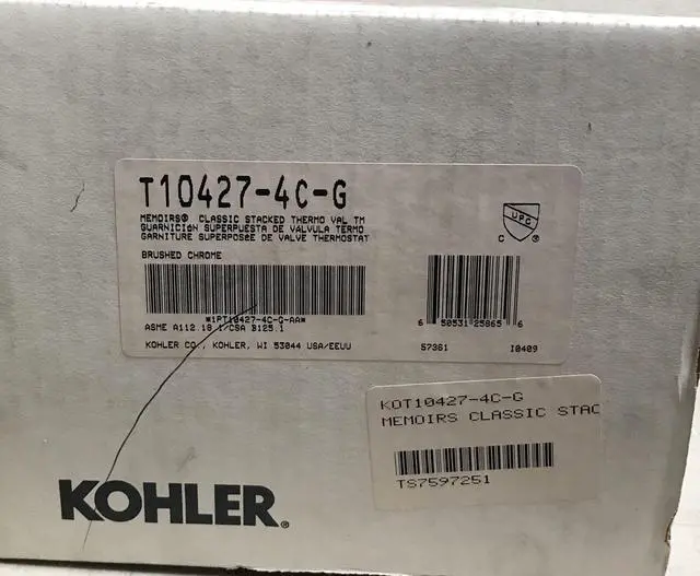 Alt view image 5 of 5 - Kohler K-T10427-4C-G Memoirs Double Metal Lever Handle Thermostatic Valve Trim