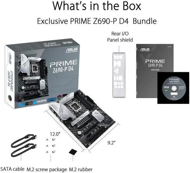 Alt view image 6 of 6 - ASUS Prime Z690-P D4 LGA 1700 Intel 12th Gen ATX Motherboard- PCIe 5.0, DDR4, 14+1 Power Stages, 3x M.2, 2.5Gb LAN, V-M.2 e-key, Front Panel USB 3.2 Gen 1 USB Type-C, Thunderbolt 4 Support, Arua Sync