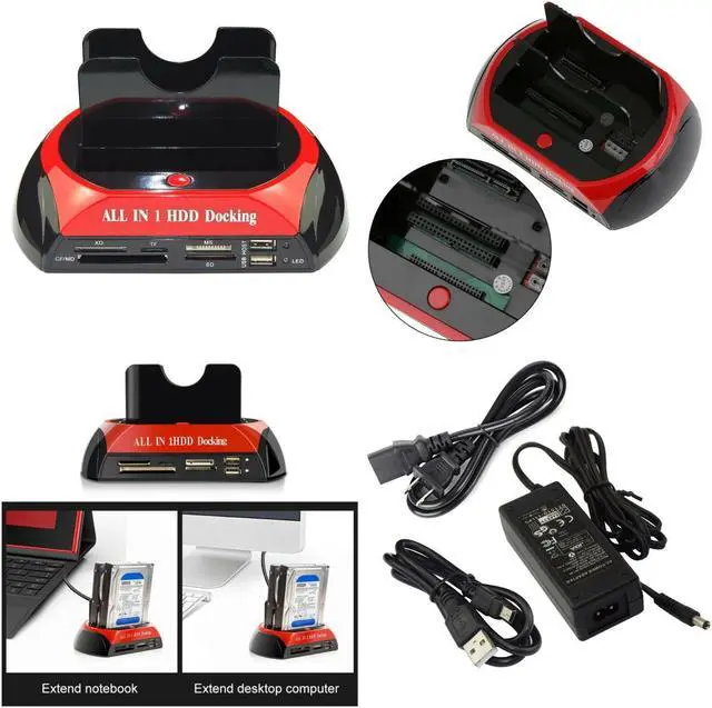 Alt view image 2 of 7 - USB 2.0 HDD Docking Station IDE SATA Dual USB Clone Hard Drive Card Reader