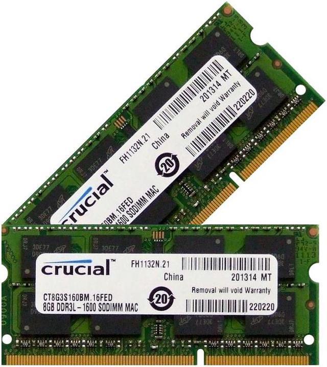 Crucial 8GB Module - DDR3 1600MHz - 8 GB (1 x 8 GB) - DDR3 SDRAM - 1600 MHz  DDR3-1600/PC3-12800 - Non-ECC - Unbuffered - 204-pin - SoDIMM - KCP316SD8/8  (Crucial CT8G3S160BM Equivalent) 