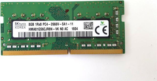 Hynix 8GB DDR4 PC4-21300 2666MHz 260-pin CL19 1.2v Unbuffered NON-ECC  SODIMM RAM Memory (HMA81GS6CJR8N-VK) Compatible With Precision 3550