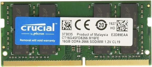 Crucial 16GB 260-Pin DDR4 2666 (PC4-21300) SDRAM SODIMM Memory Module,  CL19, Unbuffered, Dual Ranked x8, 2048M x 64, Non-ECC, 1.2V (CT16G4SFD8266)  
