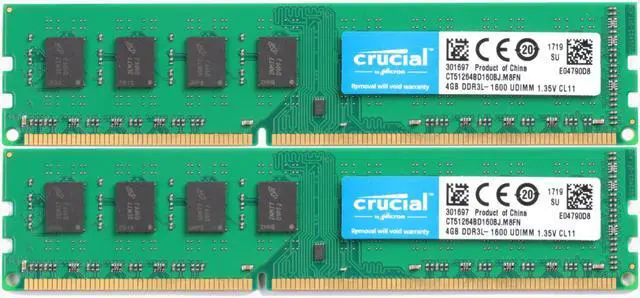 Alt view image 4 of 6 - MICRON 16GB (2x 8GB) PC3L -12800U DESKTOP RAM - MT16KTF1G64AZ - LOT OF 2
