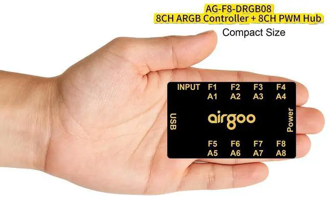 Alt view image 3 of 7 - Airgoo 2-in-1 8-CH ARGB Controller & PWM Fan Hub Support SignalRGB OpenRGB
