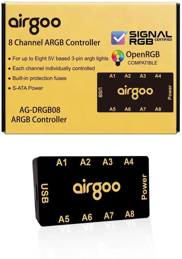Main image of Airgoo Magnetic 8-Port ARGB Controller 5V 3-Pin Support SignalRGB OpenRGB