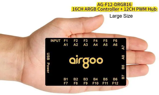Alt view image 2 of 7 - Airgoo 2-in-1 16-CH ARGB Controller & PWM Fan Hub Support SignalRGB OpenRGB
