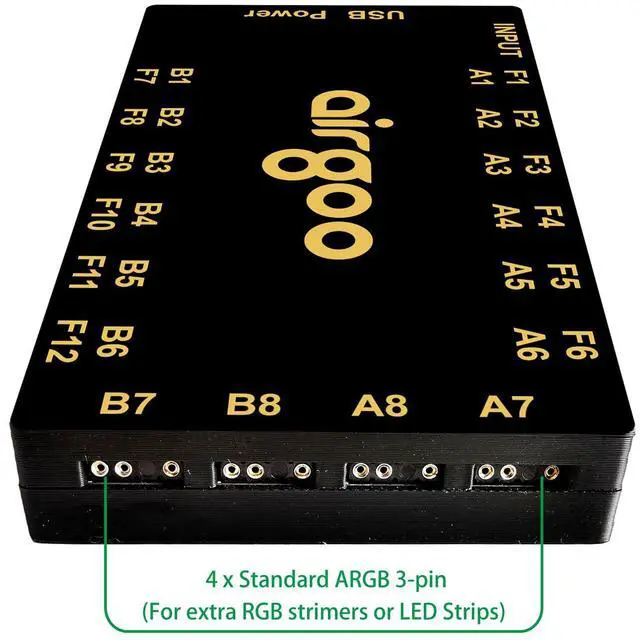 Alt view image 4 of 7 - Airgoo 2-in-1 16-CH ARGB Controller & PWM Fan Hub Support SignalRGB OpenRGB