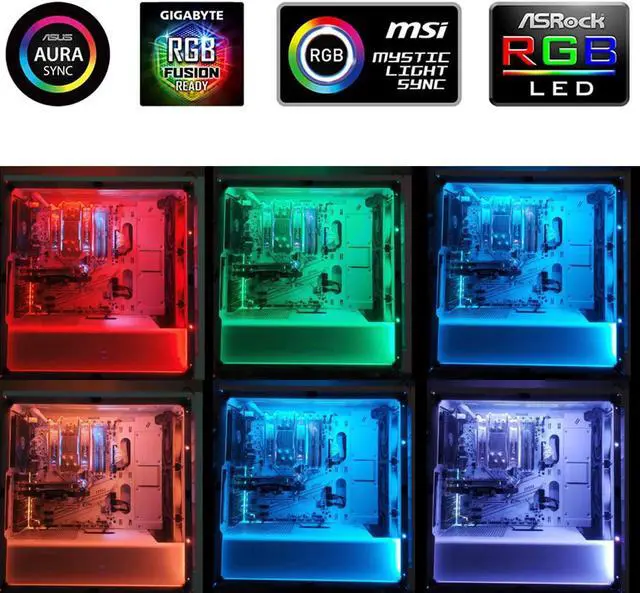 Alt view image 4 of 7 - PC RGB LED Strip Light, White Silicone Housing Magnetic PC Case Lighting, 2PCS Strips 42LEDs for 12V 4-Pin RGB LED Header, for ASUS Aura RGB, MSI Mystic Light, ASROCK Aura RGB, Gigabyte RGB Funsion