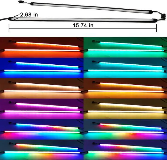 Alt view image 3 of 7 - Airgoo NEON Addressable RGB PC LED Light Strips, 2x15.7inch WS2812B RGBIC Rainbow Magnetic ARGB Strip for 5V 3-pin Aura SYNC, Gigabyte RGB Fusion, MSI Mystic Light Sync, with Strong Magnetic Brackets