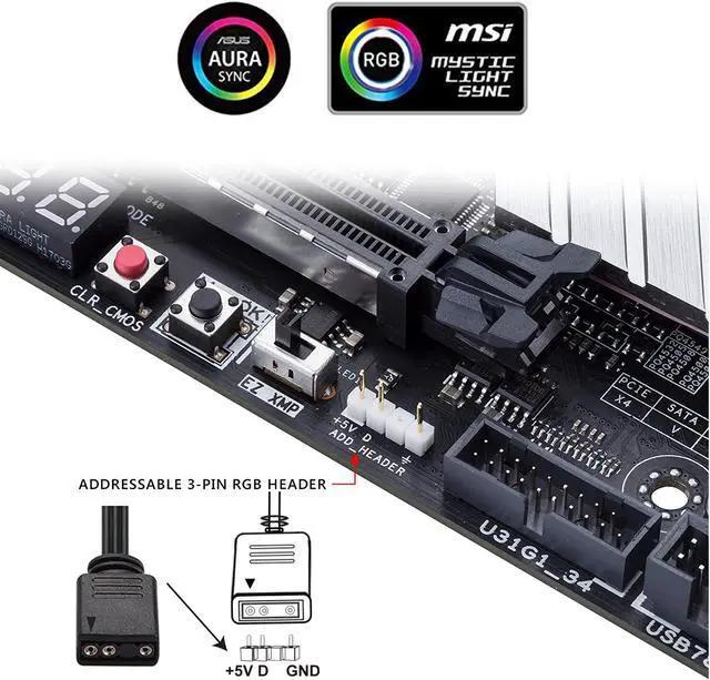 Alt view image 4 of 4 - Airgoo 3-Pin ARGB Spliter, for ASUS Aura SYNC, MSI Mystic Light Sync Motherboard with 5v 3-pin argb Header, 2 Packs