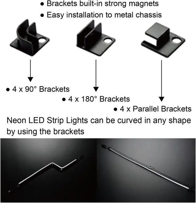 Alt view image 5 of 6 - Airgoo NEON RGB LED Strip for PC, 1 x 31.5 inch RGB LED Strip for 12V 4-Pin RGB LED headers, Compatible with ASUS Aura RGB, MSI Mystic Light, ASROCK Aura RGB M/B, with 12pcs Strong Magnetic Brackets