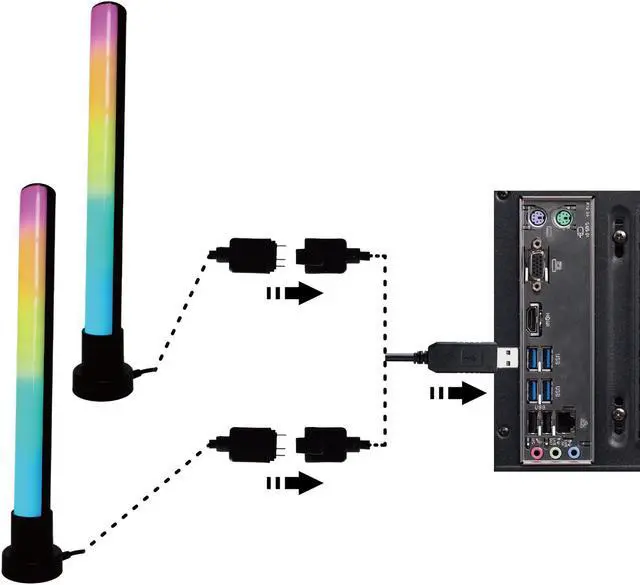 Alt view image 3 of 7 - Airgoo LED lamps, Neon lamps for illumination as Ambiance Backlights, Includes Two Connected 335mm-tall Addressable RGB LED Light Bars, Powered by Airgoo Lustrous Software (Windows OS)