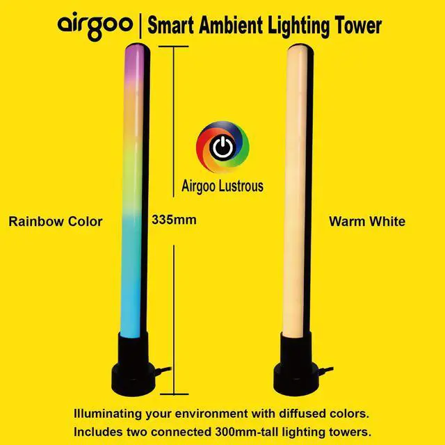 Alt view image 5 of 7 - Airgoo LED lamps, Neon lamps for illumination as Ambiance Backlights, Includes Two Connected 335mm-tall Addressable RGB LED Light Bars, Powered by Airgoo Lustrous Software (Windows OS)