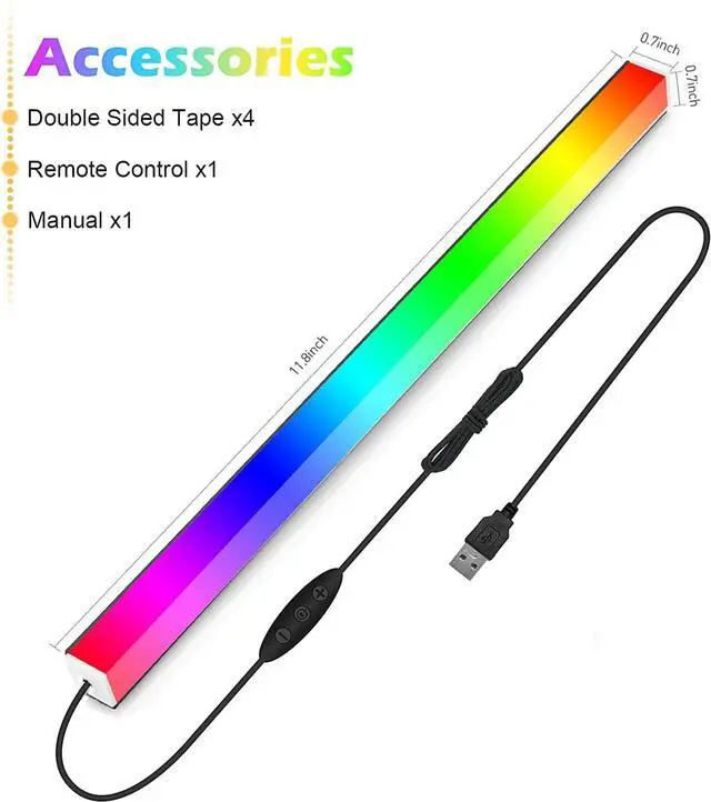 Alt view image 2 of 6 - Airgoo LED Lighting fixtures, New 0.98ft 30 LEDs Diffused Rainbow Ambiance Backlights, Under Cabinet Lighting with Remote Controller, 5V USB Powered, for Closet, Under Counter, Computer Desk