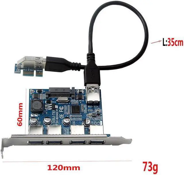 Alt view image 4 of 5 - Four Ports USB 3.0 Super Fast 5Gbps PCI-E Expansion Card PCI Express Adapter Converter Card Power Supply Module For Desktop PC with Extension Cable