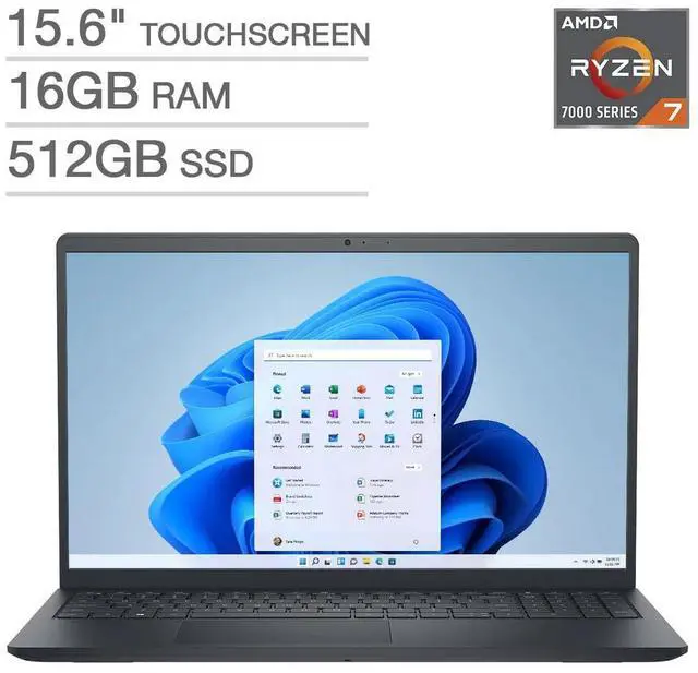 Main image of Dell Inspiron 15.6" Touchscreen Laptop, AMD Ryzen 7 7730U, 16GB DDR4, 512GB SSD, Windows 11 Home, i3535-A813BLK-PUS