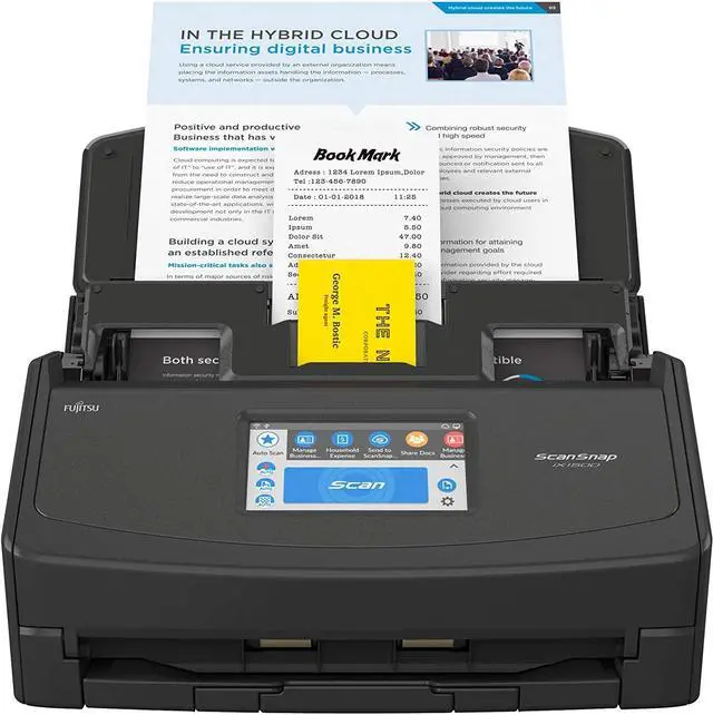 Alt view image 2 of 3 - Fujitsu PA03770-B105 ScanSnap iX1500 Color Duplex Document Scanner with Touch Screen for Mac and PC (Black Model)