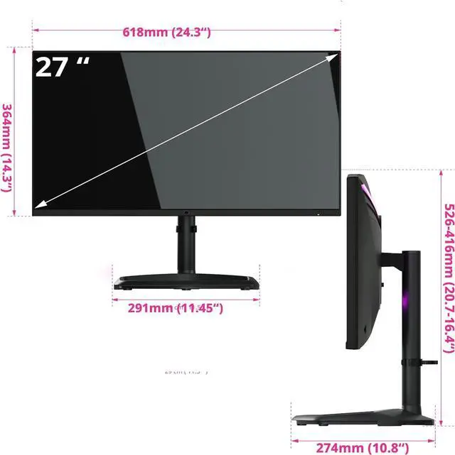 Alt view image 3 of 15 - Cooler Master Tempest GP27-FQS 27" WQHD 2560x1440 165Hz 1ms Gaming LCD Monitor