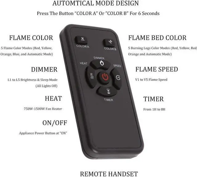 39 Electric Fireplace Insert,Freestanding u0026 Recessed Electric Stove  Heater,Touch Screen,Remote Control,750W-1500W with Timer u0026 Colorful Flame  Option - Newegg.com