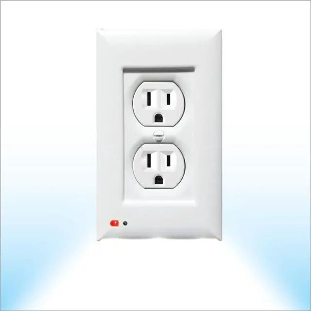 Alt view image 2 of 7 - briteOWL White Duplex Lighted Outlet Cover, with backup light for power failures and optional dusk to dawn lighting.