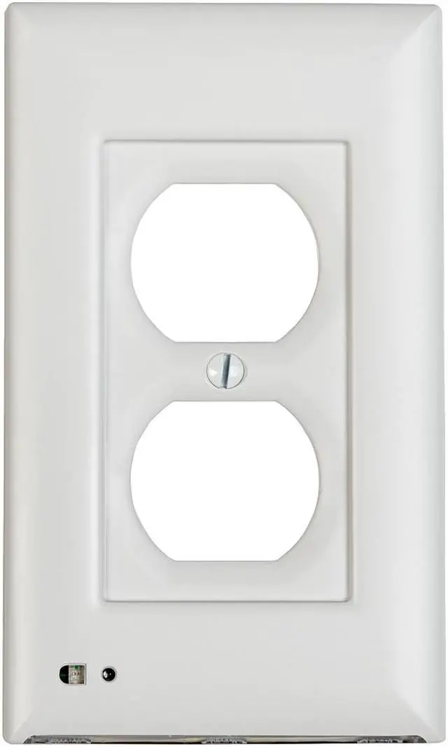 Main image of briteOWL White Duplex Lighted Outlet Cover, with backup light for power failures and optional dusk to dawn lighting.